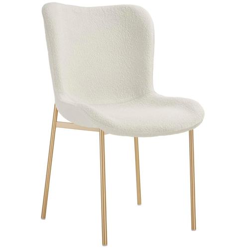 tectake Gestoffeerde stoel Tessa - Bouclé wit/goud, per stuk, Huis en Inrichting, Stoelen, Verzenden