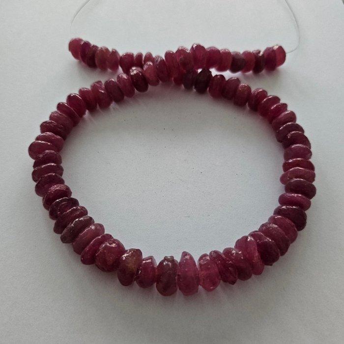Birmese Raw Ruby Duivenbloed kralen - 40 cm, Antiek en Kunst, Antiek | Overige Antiek