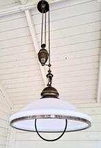 Plafondlamp - Pendellamp in hoogte verstelbaar - Messing /, Antiek en Kunst