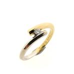 Bicolor gouden ring met diamant | 0,07 ct. (witgoud), Bijoux, Sacs & Beauté, Bagues, Ophalen of Verzenden