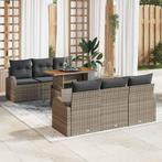 vidaXL Tuinbank Set met opslag 7 pcs Grijs Poly rattan, Verzenden
