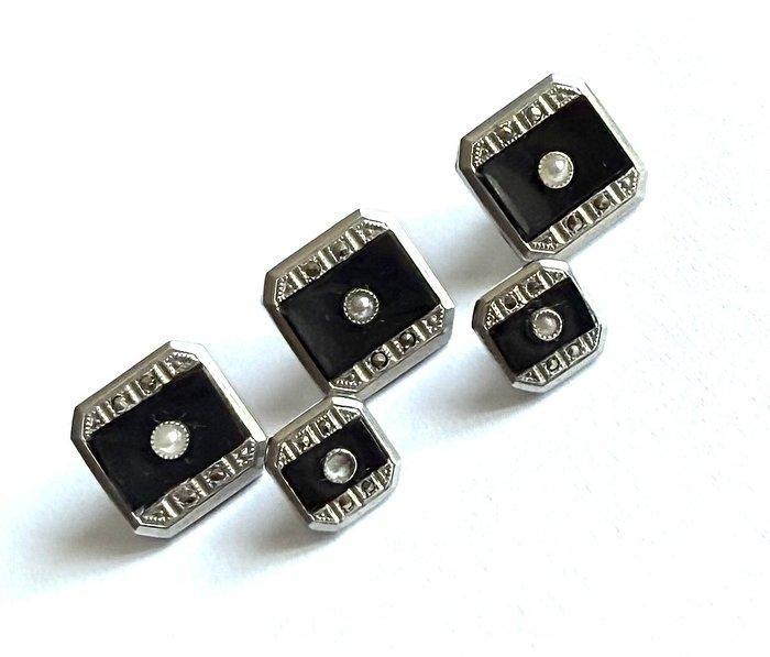 Zonder minimumprijs - Manchetknopen Art Deco parel- en, Handtassen en Accessoires, Antieke sieraden