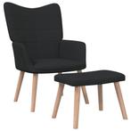 vidaXL Chaise de relaxation avec tabouret Noir Tissu, Maison & Meubles, Fauteuils, Neuf, Verzenden