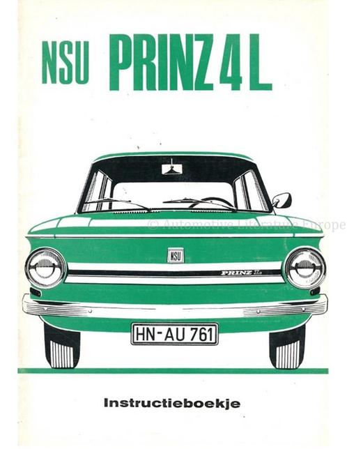1971 NSU PRINZ 4 L INSTRUCTIEBOEKJE NEDERLANDS, Autos : Divers, Modes d'emploi & Notices d'utilisation