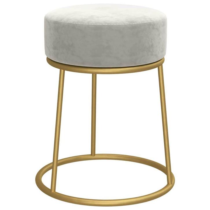 Luxe Ronde Poef Grijs Fluweel | OP = OP | 40% Korting, Huis en Inrichting, Zetels | Voetbanken en poefs, Minder dan 50 cm, Minder dan 50 cm