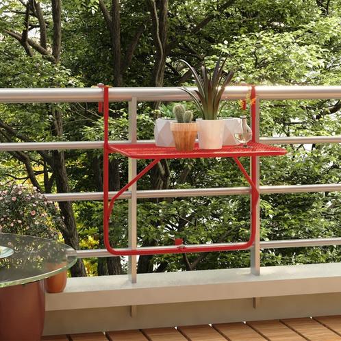 vidaXL Table de balcon Rouge 60x40 cm Acier, Jardin & Terrasse, Ensembles de jardin, Neuf, Envoi