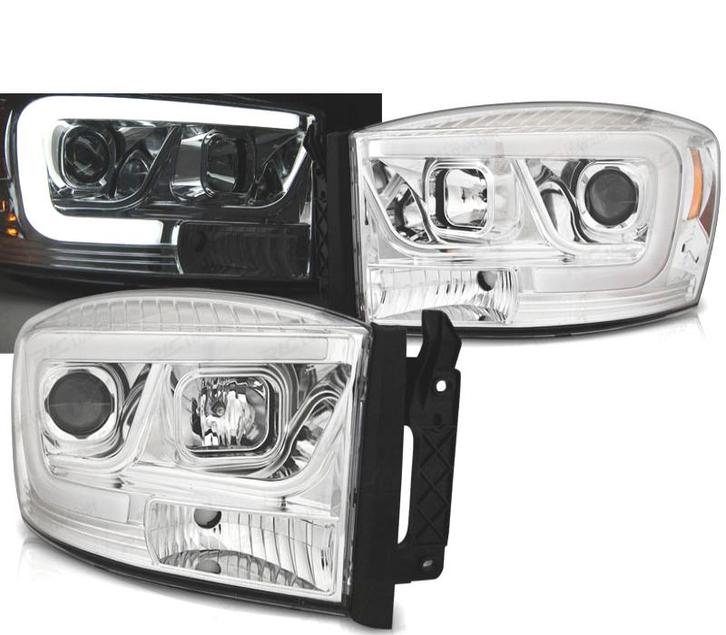 PHARES POUR DODGE RAM 06-08 TUBE LED CHROMÉ, Auto-onderdelen, Verlichting, Verzenden