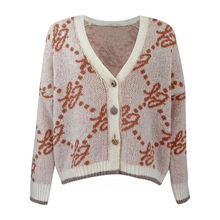 Liu Jo • bruin met creme vest • XL, Kleding | Dames, Truien en Vesten, Wit, Nieuw, Maat 42/44 (L), Verzenden