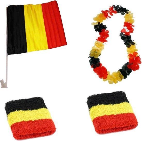 2dekans | België Fanset 4-delig Zwart/geel/rood, Hobby en Vrije tijd, Feestartikelen, Ophalen of Verzenden