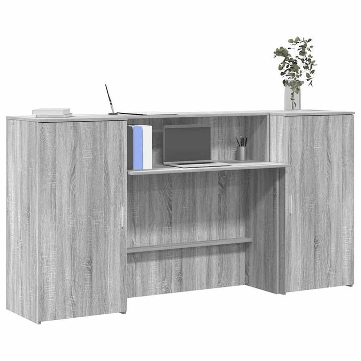 vidaXL Receptiebalie 200x50x103,5 cm bewerkt hout grijs, Huis en Inrichting, Bureaus, Nieuw, Verzenden