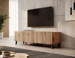 Meubella | TV-Meubel eiken 150cm hotel chique lamellen, Nieuw, 150 tot 200 cm, Overige materialen, 25 tot 50 cm