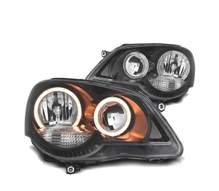 PHARES POUR VOLKSWAGEN VW POLO 9N3 05-09 ANGEL EYES FOND NOI, Autos : Pièces & Accessoires, Éclairage, Envoi