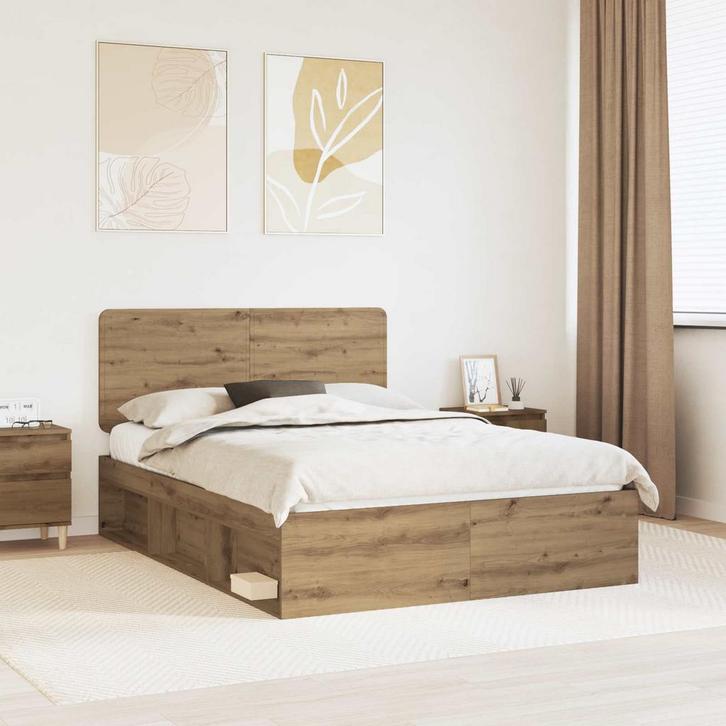 vidaXL Bedframe Ambachtelijk Eiken 160 x 200 cm Massief, Huis en Inrichting, Slaapkamer | Bedden, Nieuw, Verzenden