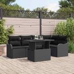 vidaXL Tuinbank Set met kussen met kussen 6 pcs Zwart Poly, Tuin en Terras, Verzenden, Nieuw