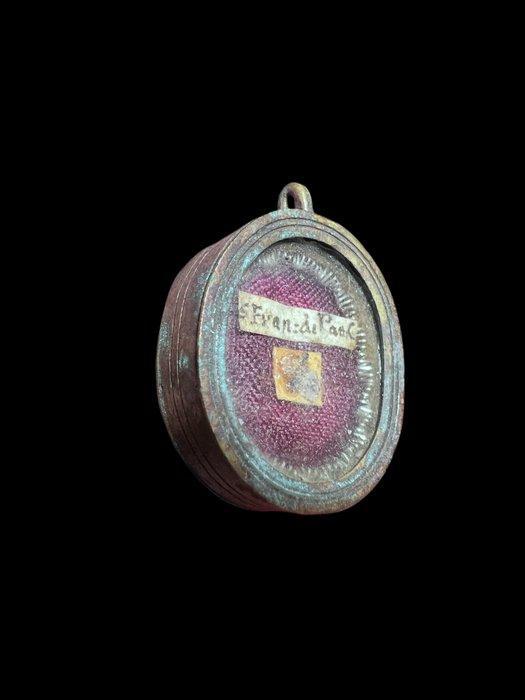 Reliekhouder - Brons, Glas, Textiel - 1750-1800 - Ex Veste -, Antiek en Kunst, Kunst | Niet-Westerse kunst