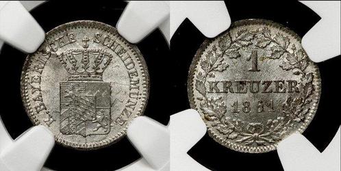 Duitsland, Beieren Kreuzer 1861 - NGC MS65, Postzegels en Munten, Munten | Europa | Niet-Euromunten