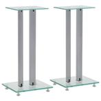 vidaXL Speakerstandaarden zuil-ontwerp gehard glas zilver 2, Audio, Tv en Foto, Verzenden, Nieuw