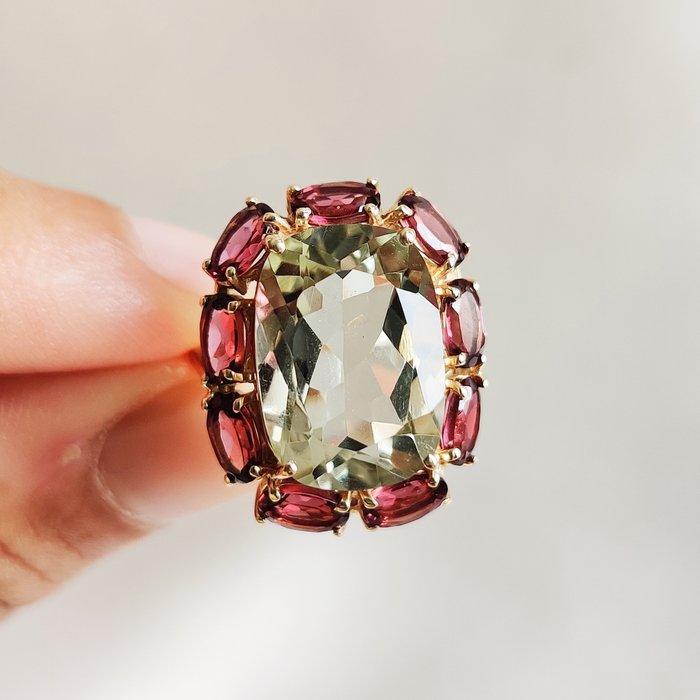 Cocktailring - 14 karaat Geel goud - 9.00ct. tw. Amethist -, Handtassen en Accessoires, Antieke sieraden