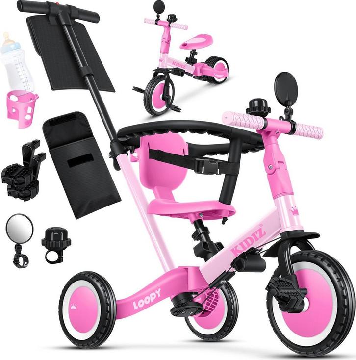 Loopfiets - Verstelbaar - Driewieler - 6  in 1 - Roze - KIDI, Huis en Inrichting, Woonaccessoires | Overige, Verzenden