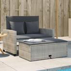 vidaXL Tuinbank 2-zits met kussens poly rattan lichtgrijs, Tuin en Terras, Verzenden, Nieuw