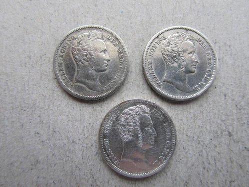 Nederlands-Indië. Willem I. 1/4 Gulden 1826/1840, 3 stuks, Postzegels en Munten, Munten | Nederland