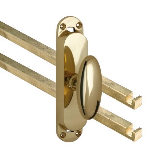 Kruk-espagnolet Ei ovaal messing gelakt inclusief 2 stangen, Doe-het-zelf en Bouw, Hang- en Sluitwerk, Klink of Kruk, Nieuw, Overige materialen