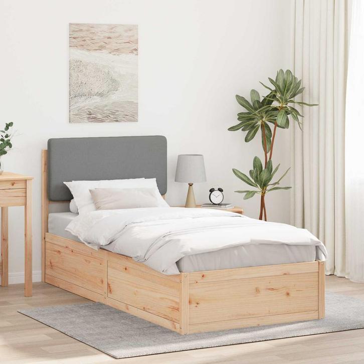 vidaXL Bedframe met Gevoerde Hoofdbord Lichtgrijs 80 x 200, Huis en Inrichting, Slaapkamer | Bedden, Nieuw, Verzenden
