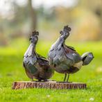 sculptuur, Twee fraaie kippen - 350 mm - Metaal