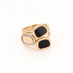 Ring - 18 karaat Roségoud Onyx - Diamant - Robijn, Handtassen en Accessoires, Ringen, Nieuw