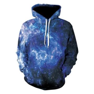 Hoodie Sweater Trui met Kap (Large) - Blue Galaxy Print
