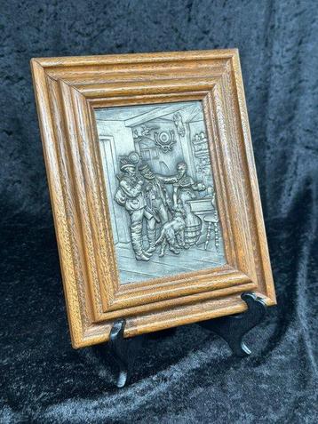 SKS Zinnrelief - Szene aus dem Bauernleben mit Hund und