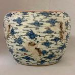 Late Qing Dynasty Famille-rose kwastpot met kraanversiering,, Antiek en Kunst