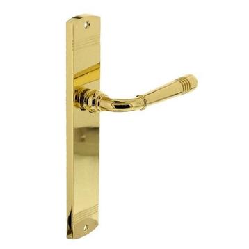 Deurklink emily op schild 235x45x8 mm messing gelakt beschikbaar voor biedingen