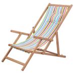 vidaXL Strandstoel inklapbaar stof en houten frame, Tuin en Terras, Tuinstoelen, Verzenden, Nieuw