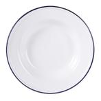 Diepe Borden | Geëmailleerd Staal | Wit/Blauw | 6 Stuks |, Verzenden