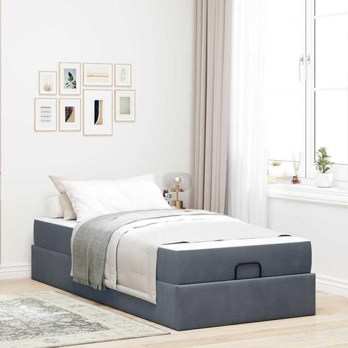 vidaXL Bedframe met matras met opslag Donkergrijs 90 x 200, Huis en Inrichting, Slaapkamer | Bedden, Nieuw, Verzenden