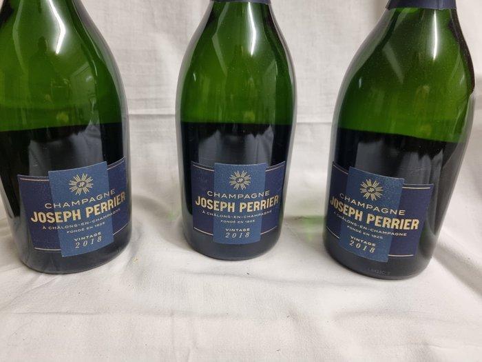 2018 Joseph Perrier, Joseph Perrier - Champagne - 3 Flessen, Verzamelen, Wijnen