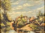Henk de Hoog (XX-XXI) - Village by the water, Antiek en Kunst, Kunst | Schilderijen | Klassiek