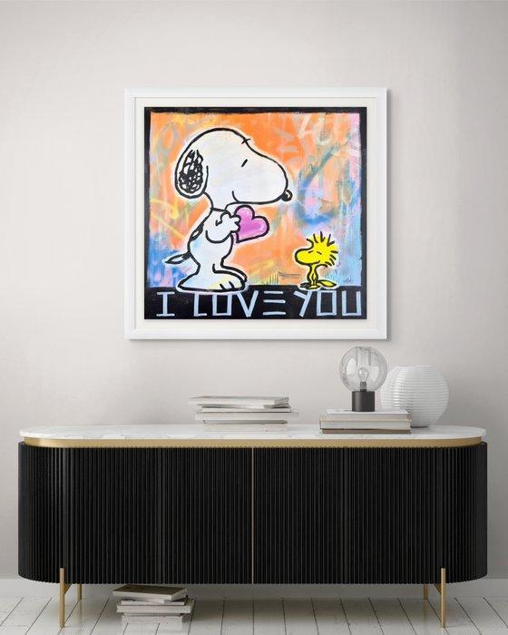Hipo (1988) - Snoopy & Woodstock - I Love You, My Little, Antiek en Kunst, Kunst | Schilderijen | Modern