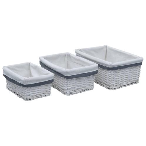 vidaXL 3-delige Mandenset stapelbaar wilgen wit, Doe-het-zelf en Bouw, Kratten en Dozen, Nieuw, Verzenden