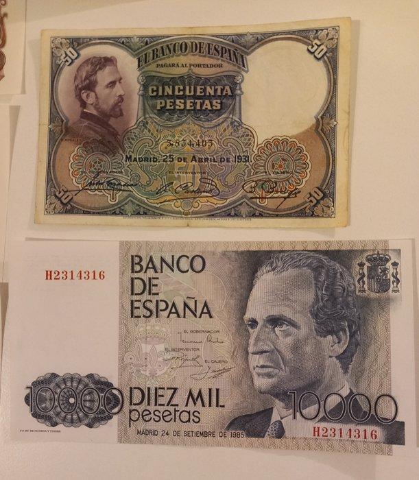 Espagne. - 7 banknotes - various dates - including, Postzegels en Munten, Bankbiljetten | Europa | Niet-Eurobiljetten