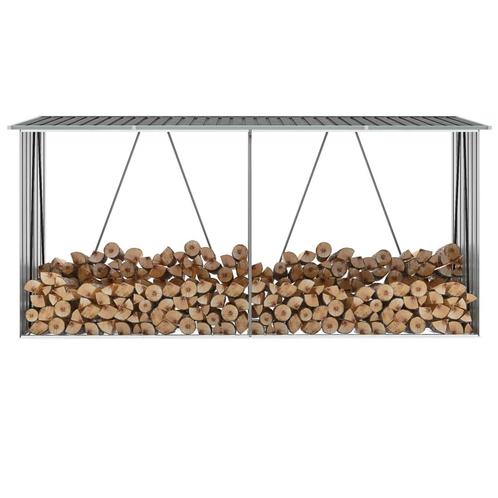 vidaXL Haardhoutschuur 330x84x152 cm gegalvaniseerd staal, Tuin en Terras, Overige Tuin en Terras, Nieuw, Verzenden