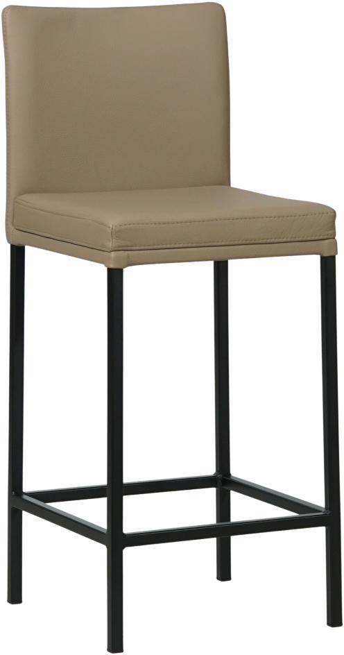 Taupe leren moderne barkruk - poot vierkant zwart - Toledo, Huis en Inrichting, Barkrukken, 90 cm of meer, Met voetsteun, 1 kruk