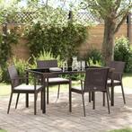 vidaXL Tuin Eettafel Set 5 pcs Bruin en Zwart PE Riet, Tuin en Terras, Verzenden, Nieuw