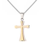 Fako Bijoux - Ketting Met Kruisje Zilver/Goud - Stainless, Verzenden, Nieuw