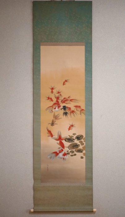 Goudvissen-school - hangende rol - Handgeschilderd op zijde, Antiek en Kunst, Antiek | Overige Antiek