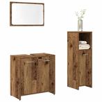 vidaXL 3-delige Badkamermeubelset bewerkt hout oud, Verzenden, Nieuw
