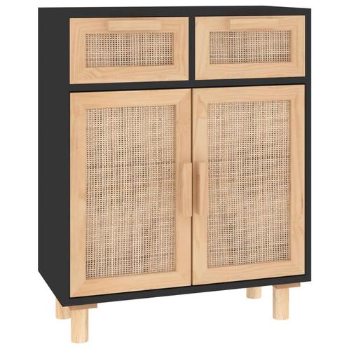 Dressoir 60cm Zwart Rattan | Tweede Kansje | OP = OP, Huis en Inrichting, Kasten | Dressoirs, 50 tot 100 cm, 25 tot 50 cm, Nieuw