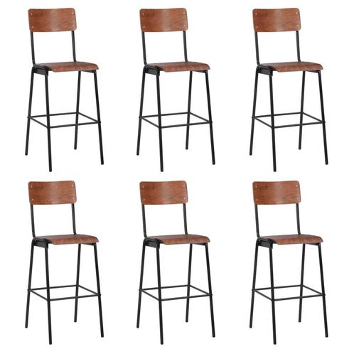vidaXL Barstoelen 6 st massief multiplex staal, Huis en Inrichting, Barkrukken, Nieuw, Verzenden