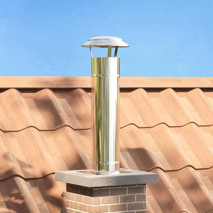 vidaXL Schouw Verlengstuk Zilver 25 x 25 x 82 cm Roestvrij, Huis en Inrichting, Kachels, Nieuw, Verzenden